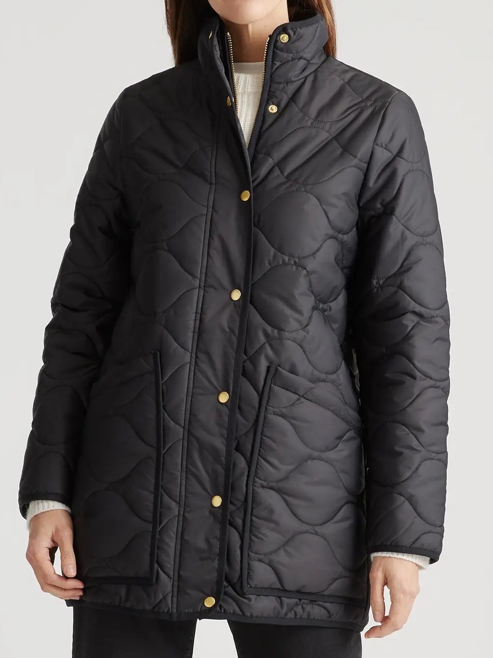 Quince black featherless quilted long puffer jacket Women’s sz S